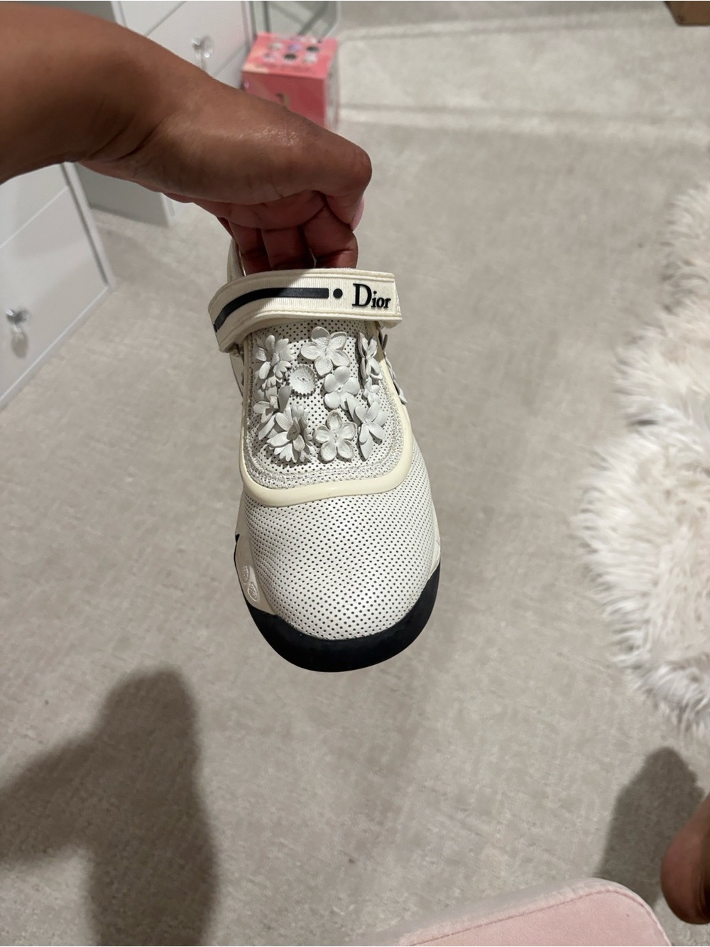 Dior Cream Kids Floral Mesh Slip-On Sneaker